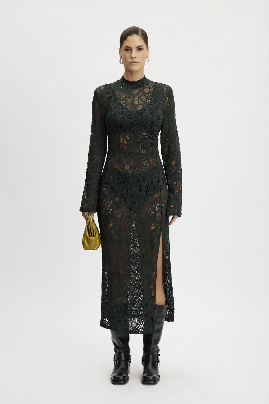 GESTUZ HILMA GZ LACE MIDI DRESS GREEN