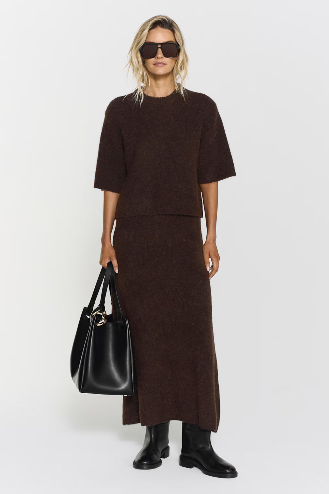 TWIST & TANGO, ISRAA KNITTED SKIRT BROWN