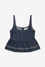 Indlæs billede til gallerivisning MUNTHE, RULST TOP DENIM BLUE