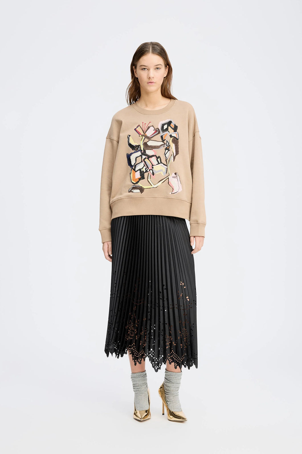 MUNTHE, RUSTALI SKIRT - SORT