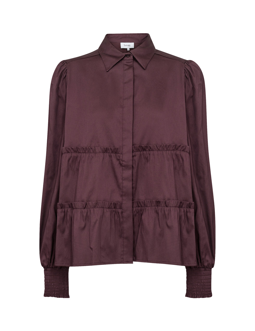 LEVETE ROOM, ISLA SOLID 95 SHIRT WINE