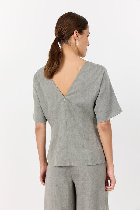 LEVETE ROOM, NELLY 2 BLOUSE LIGHT GREY