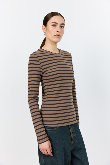 LEVETE ROOM, NEDDIE 2 L/S STRIPE BROWN