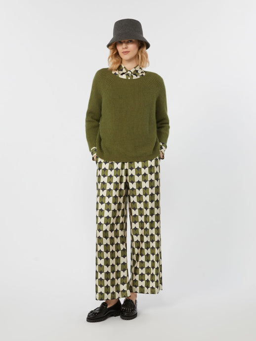 MAX MARA, FIBBIA SILK PANTS GREEN