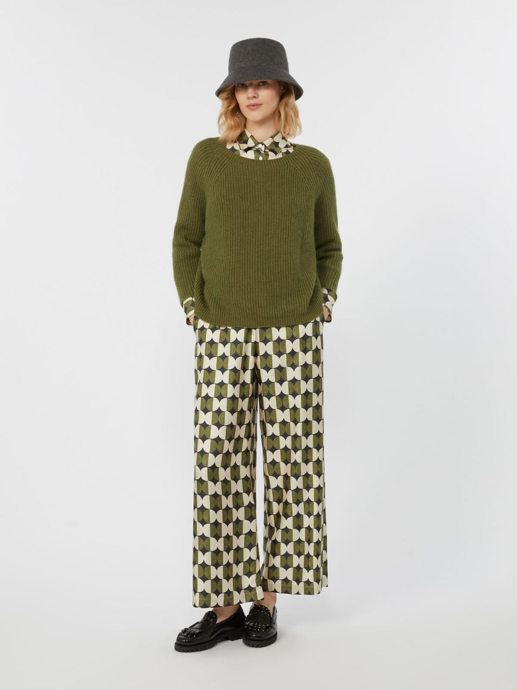 MAX MARA, FIBBIA SILK PANTS GREEN