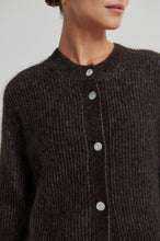 Indlæs billede til gallerivisning SECOND FEMALE, ANDREA KNIT RIB CARDIGAN CHOKOLATE