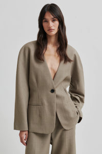 SECOND FEMALE, LEVELUP TAILORED BLAZER MID BROWN