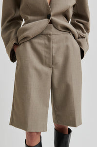 SECOND FEMALE, LEVELUP TAILORED SHORTS MID BROWN