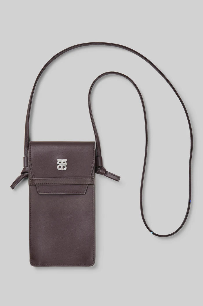 SECOND FEMALE, VERLA LEATHER PHONE BAG - CHOCOLATE PLUM