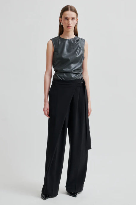 SECOND FEMALE, FIQUE WRAP TROUSERS BLACK