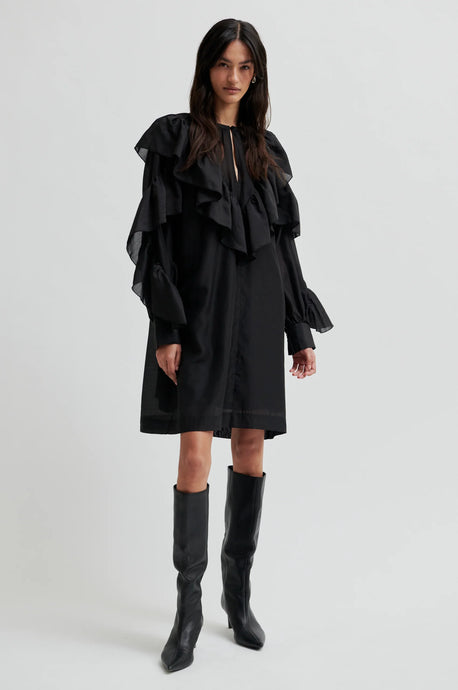 SECOND FEMALE, DREAM RUFFLE DRESS - BLACK