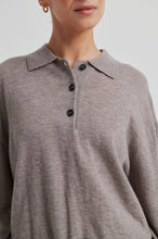 Indlæs billede til gallerivisning SECOND FEMALE, CLARO KNIT POLO BROWN MELANGE
