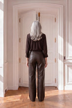 Indlæs billede til gallerivisning TAKTIL, LILY LEATHER PANT, ESPRESSO BROWN