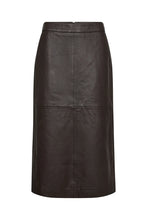 Indlæs billede til gallerivisning TAKTIL, LILY LEATHER PENCIL SKIRT, ESPRESSO BROWN