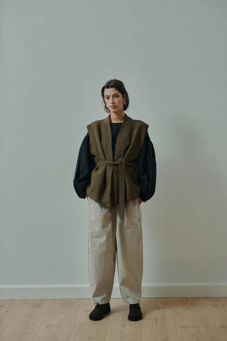 ANNE MI, VERA BARREL PANTS OATMEAL