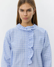 Indlæs billede til gallerivisning SOFIE SCHNOOR, BELLE CHECK FRILL SHIRT LIGHT BLUE