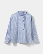 Indlæs billede til gallerivisning SOFIE SCHNOOR, BELLE CHECK FRILL SHIRT LIGHT BLUE