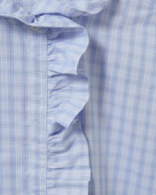 Indlæs billede til gallerivisning SOFIE SCHNOOR, BELLE CHECK FRILL SHIRT LIGHT BLUE