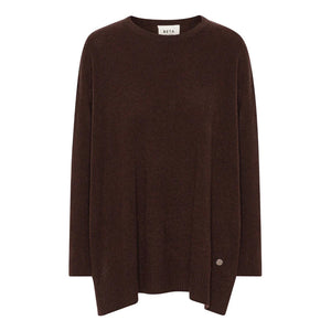 BETA, BERTA OVERSIZE O-NECK COFFE BROWN