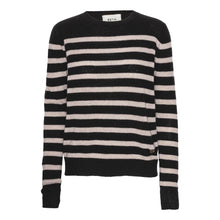 Indlæs billede til gallerivisning BETA studios, BIBI STRIPED O-NECK - NAVY/SAND MELANGE