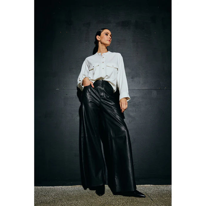 DEPECHE BOA PANTS WIDE LEG BLACK