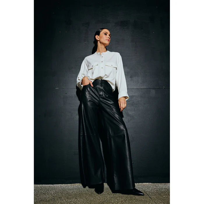 DEPECHE BOA PANTS WIDE LEG BLACK
