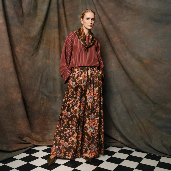 TAPIS NOIR, CARA SILK PANTS DARK OLIVE