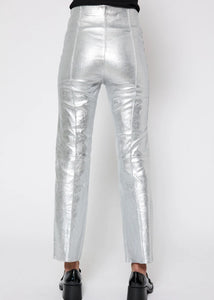 NORR CELIA SILVER LEATHER PANTS