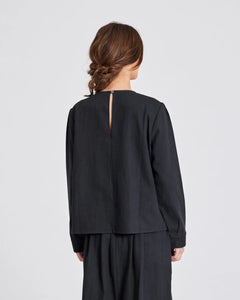 GAI & LISVA, SIGNE L/S TWILL TOP BLACK
