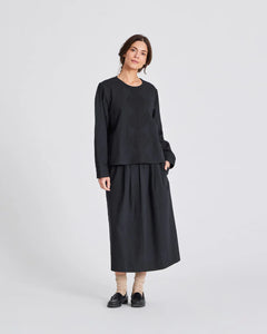 GAI & LISVA, SIGNE L/S TWILL TOP BLACK
