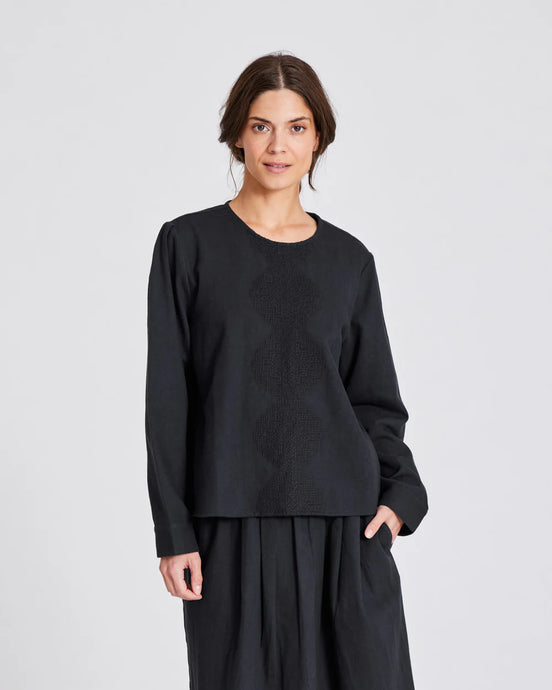 GAI & LISVA, SIGNE L/S TWILL TOP BLACK