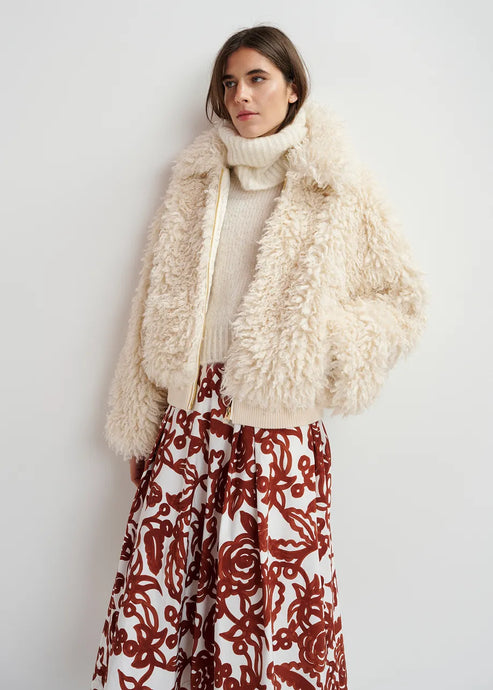 ESSENTIEL ANTWERP, FAUX SHERLING JACKET OFFWHITE