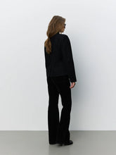 Indlæs billede til gallerivisning SOFIE SCHNOOR, GREDA FLARED VELVET DENIM JEANS, BLACK