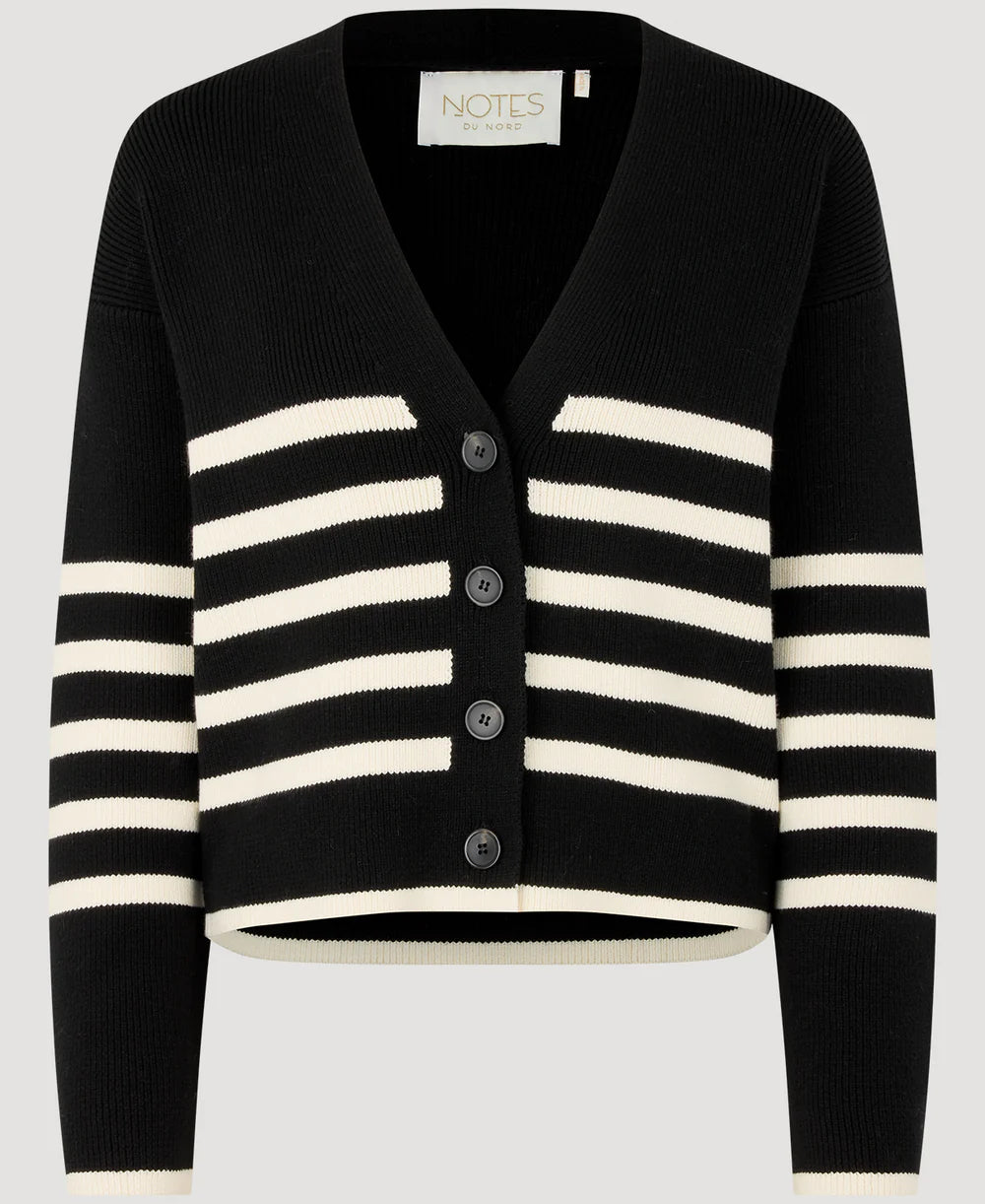 NOTES DU NORD, GAIA CARDIGAN NOIR/CREAM