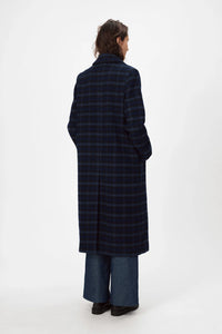 NUE NOTES, HELSINKI COAT NAVY CHECK