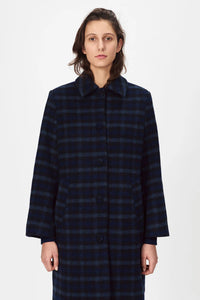 NUE NOTES, HELSINKI COAT NAVY CHECK