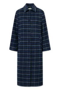 NUE NOTES, HELSINKI COAT NAVY CHECK