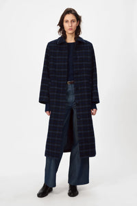 NUE NOTES, HELSINKI COAT NAVY CHECK