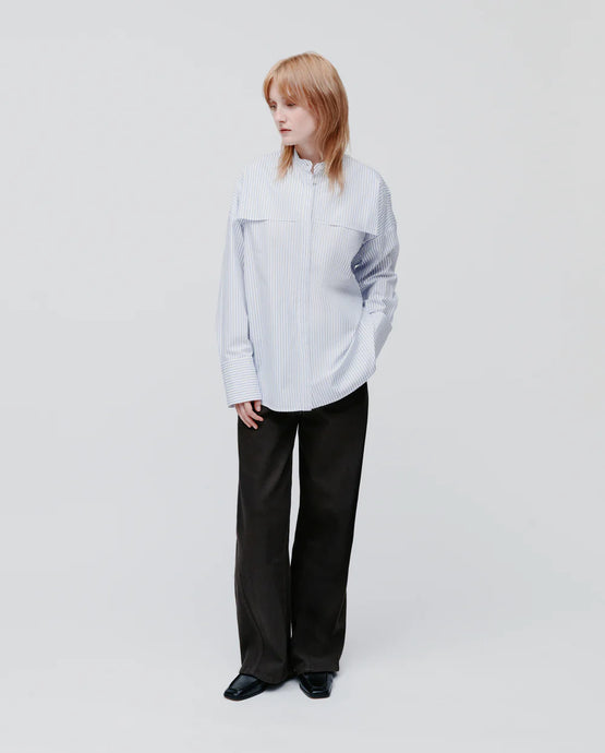 IVY OAK, EVE COTTON SHIRT BLUE STRIPE