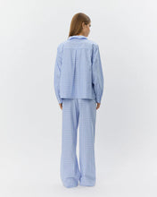 Indlæs billede til gallerivisning SOFIE SCHNOOR, JORDEN CHECK WIDE TROUSERS LIGHT BLUE