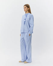Indlæs billede til gallerivisning SOFIE SCHNOOR, JORDEN CHECK WIDE TROUSERS LIGHT BLUE