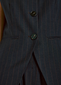 NORR, KANDRIA WAISTCOAT BROWN PINSTRIPE