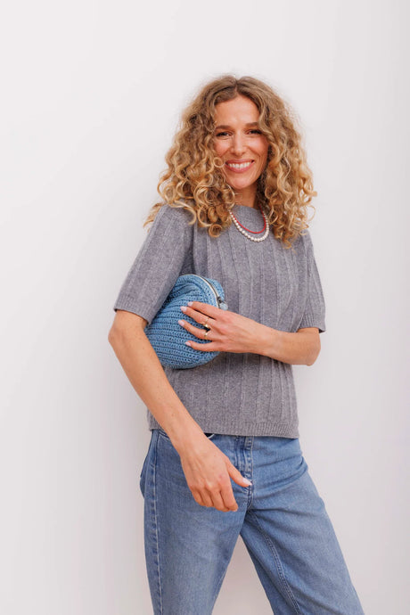 BETA,KATRINE SHORT SLEEVE GREY