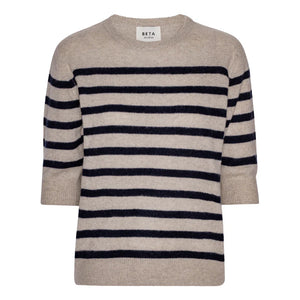 BETA, BIANCA STRIPED LADY SLEEVE SAND