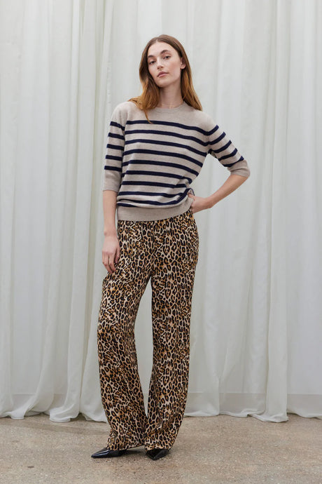 BETA, BIANCA STRIPED LADY SLEEVE SAND