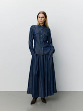 Indlæs billede til gallerivisning SOFIE SCHNOOR, NOOR DENIM MAXI SKIRT, DARK DENIM
