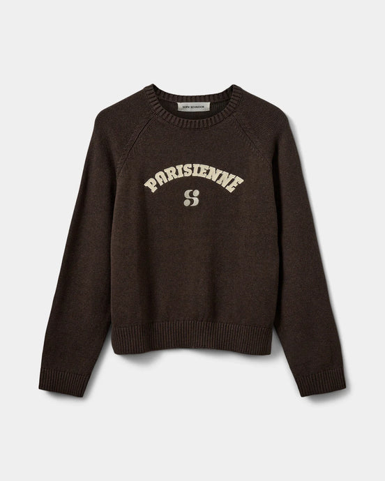 SOFIE SCHNOOR, PARISIENNESW SWEATER - DARK BROWN