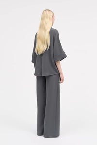 MARK TAN, BAILEE CREPE BLOUSE ANTHRACITE