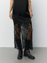 Indlæs billede til gallerivisning SOFIE SCHNOOR, SELENE SATIN LACE MAXI SKIRT, BLACK