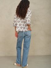 Indlæs billede til gallerivisning M.A.B.E STELLA PRINT LS TOP ECRU/RUST